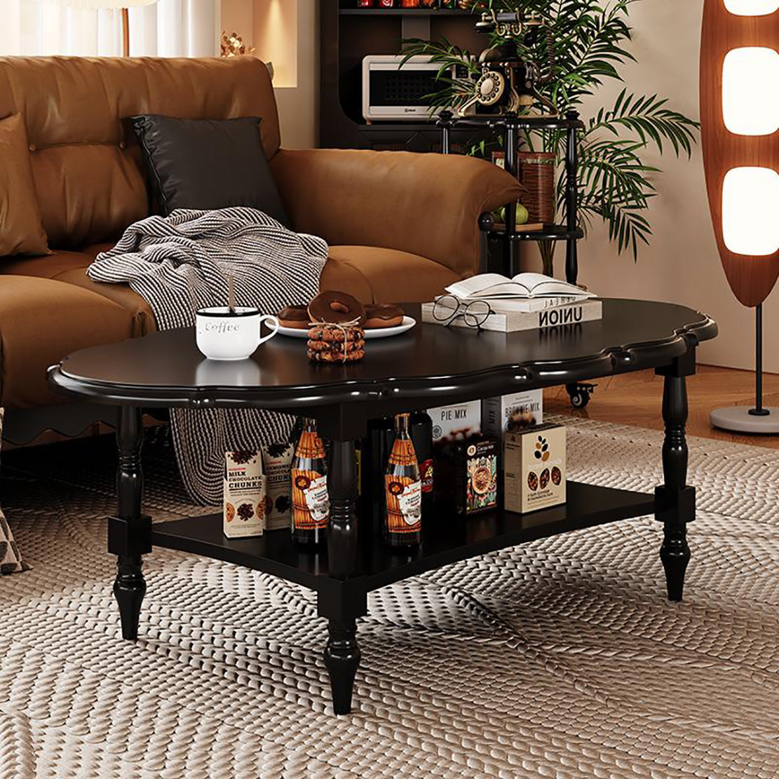 Wu's StylishVault American retro ancient style oval coffee table